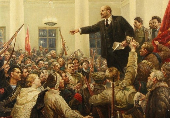 painting of lenin in the russian revolution